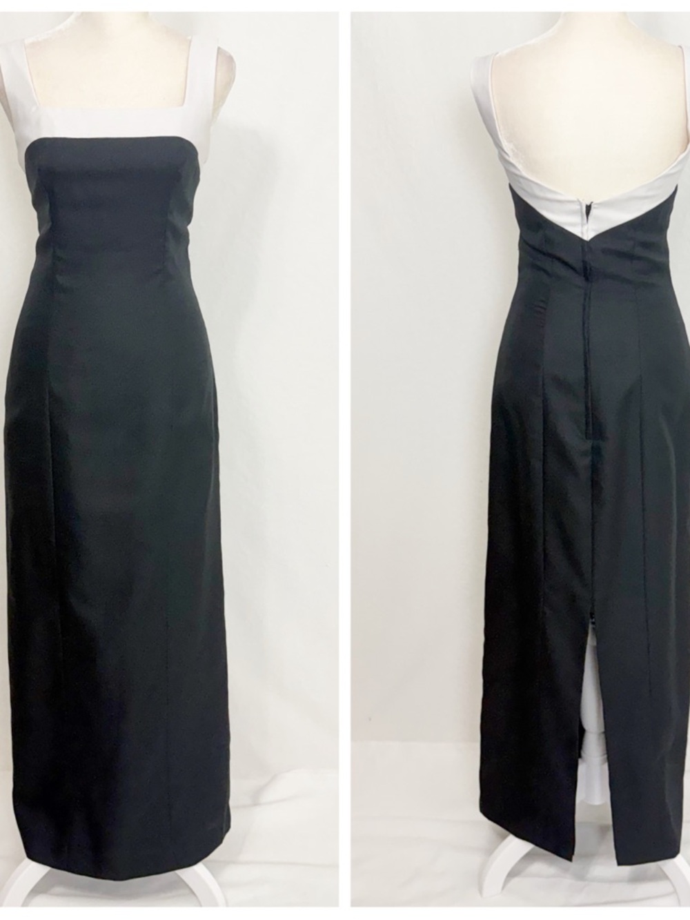Vintage Jordan Black and White Colorblock Dress with Square Neck